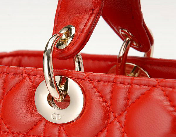 replica jumbo lady dior lambskin leather bag 6322 red with gold hardware